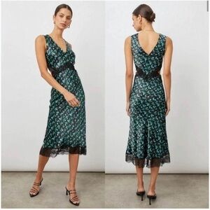 New Rails Pandora Cutout Lace Satin Dress Mint Floral M